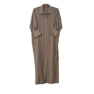 Arch The Womens Brown Cellose Silk Blend Oversized Midi Shirt Dress Size 36 US 2